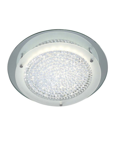Plafón de techo efecto espejo con cristal brillante texturizado LED 18W 4000K circular de 36cm