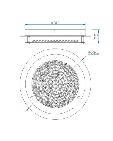36cm circular LED ceiling light with textured glossy glass, mirror effect. 18W 4000K