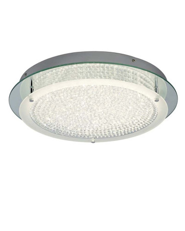 Circular 45cm LED ceiling light with 21W 4000K LED, mirror effect, textured glossy glass