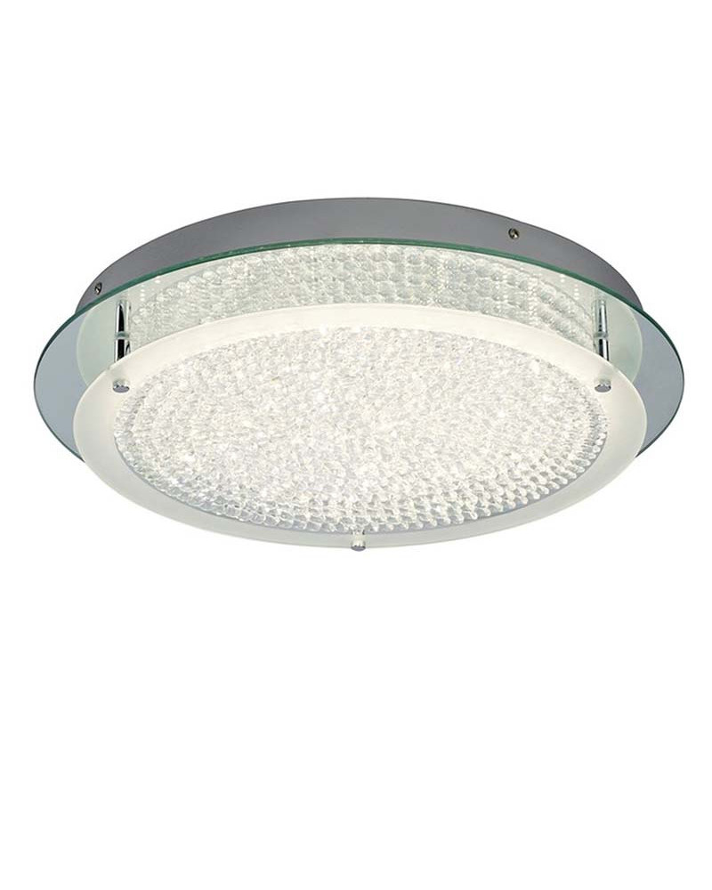 Circular 45cm LED ceiling light with 21W 4000K LED, mirror effect, textured glossy glass