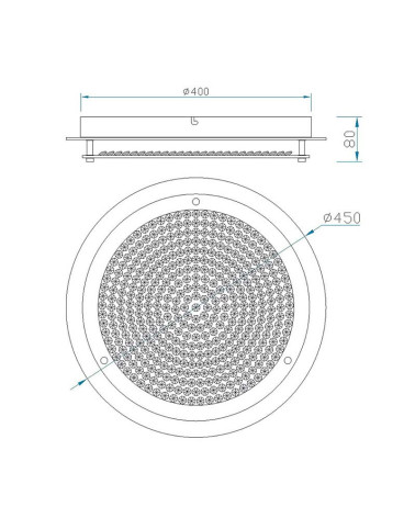Circular 45cm LED ceiling light with 21W 4000K LED, mirror effect, textured glossy glass