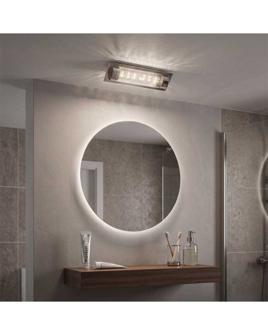 Compact rectangular LED ceiling light 8W 4000K mirror effect with textured glossy glass
