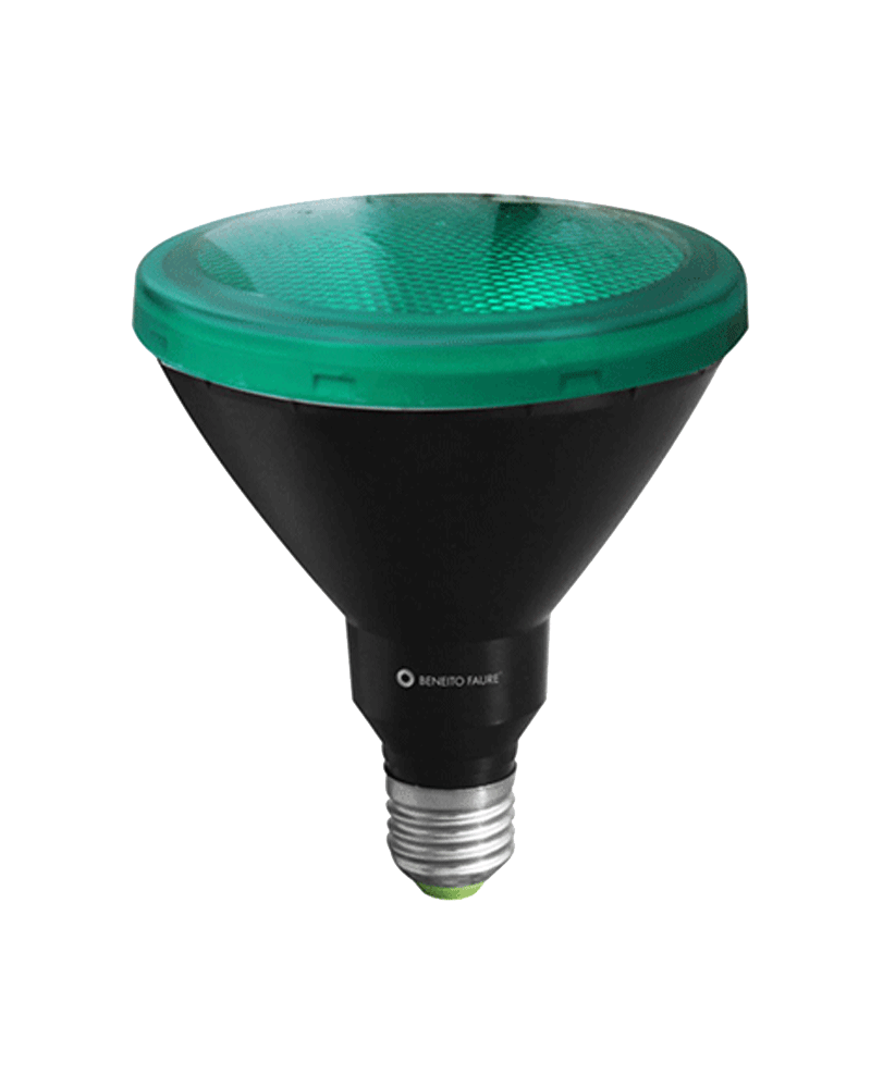 LED reflector Bulb 122 mm. Green PAR 38 LED IP65 15W E27 30º 190 Lm.