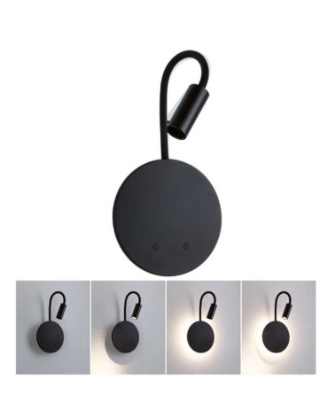 Aplique recargable negro flexible 2700K 80lm regulable