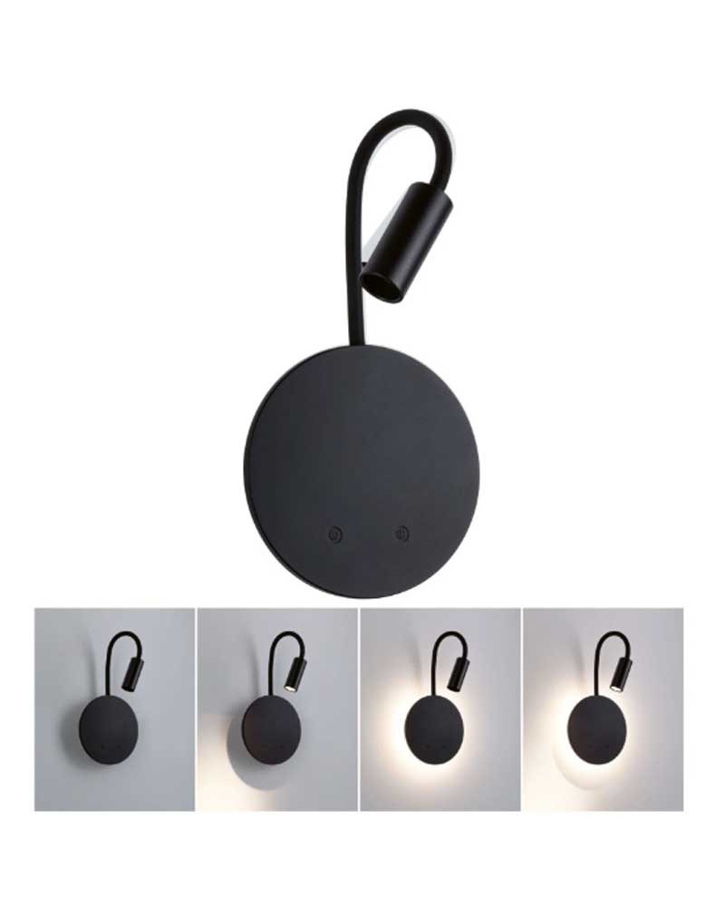 Aplique recargable negro flexible 2700K 80lm regulable