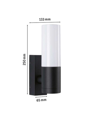 Aplique de exterior negro 10W antracita y difusor blanco cilindro