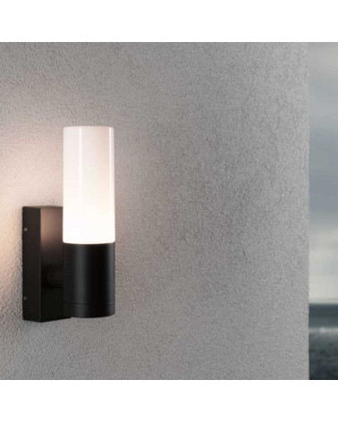 Aplique de exterior negro 10W antracita y difusor blanco cilindro