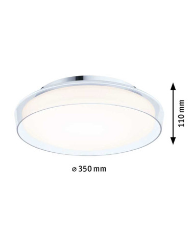 Plafón 35cm LED 16,5W 3000K 1800Lm cristal cromado IP44
