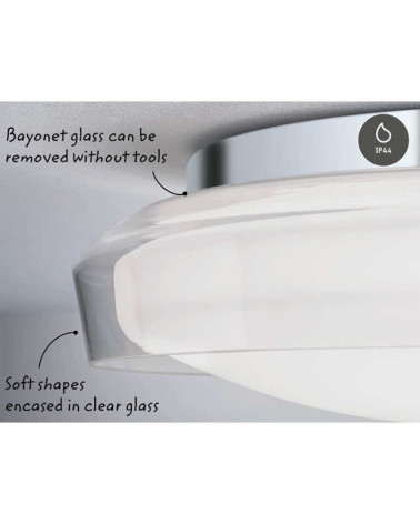 Plafón 25cm LED 11,5W 3000K 1200Lm cristal cromado IP44