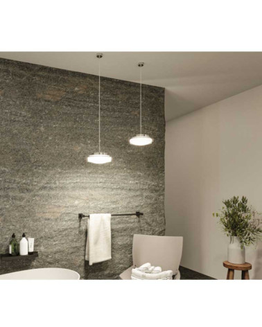 Lámpara de suspensión 25cm LED 11,5W 3000K 1200Lm cristal cromado IP44 cristal cromado