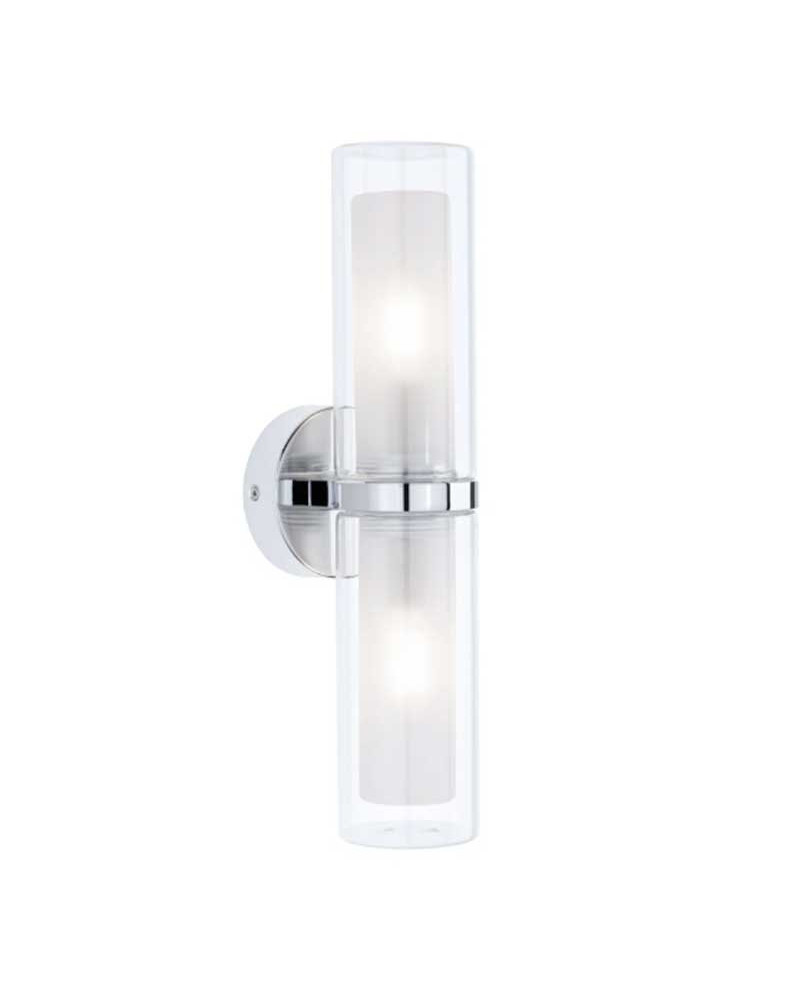 Double bulb wall light IP44 12.5cm 2x E14 Max 20W chromed glass