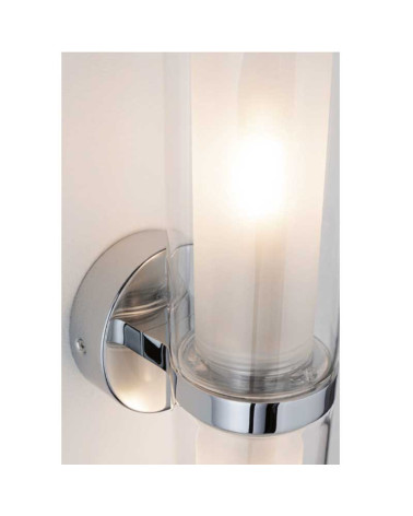 Double bulb wall light IP44 12.5cm 2x E14 Max 20W chromed glass