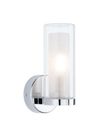 IP44 12.5cm E14 Max 20W Chrome Glass Wall Light Fixture with Bulb, Chrome Glass