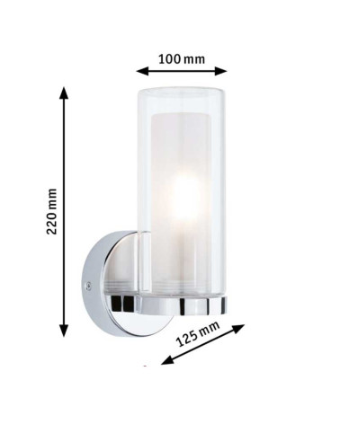 Aplique bombilla IP44 12,5cm E14 Max 20W cristal cromado