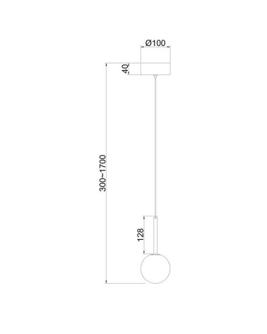 Lámpara colgante individual LED 5W de estilo minimalista en metal negro con una esfera de cristal opal