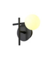 Aplique de pared LED 5W 3000K de diseño minimalista negro con una esfera de cristal opal