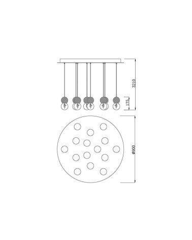 Lámpara colgante 90cm LED E27 diseño de múltiples esferas y colores con bombilla de 3000K, 4000K o 3000K regulable