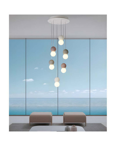 Lámpara colgante 40cm LED E27 diseño de múltiples esferas y colores con bombilla de 3000K, 4000K o 3000K regulable