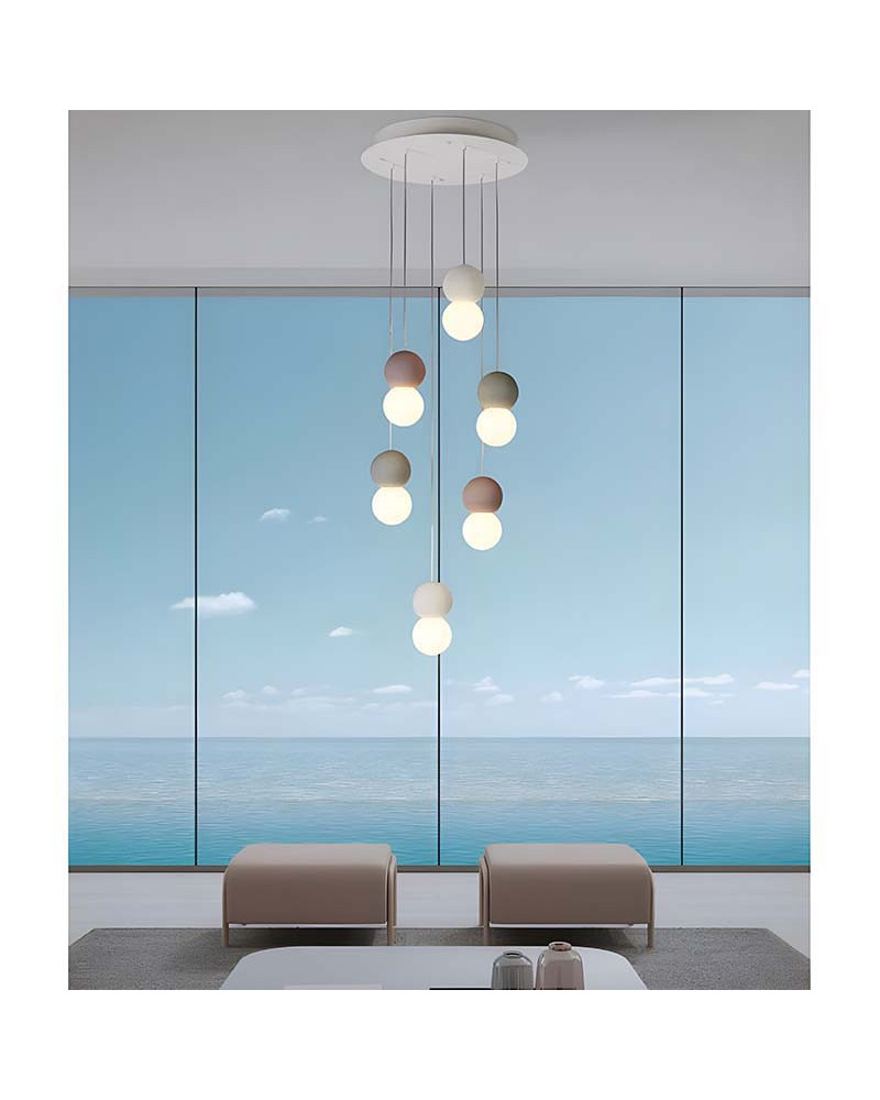 Lámpara colgante 40cm LED E27 diseño de múltiples esferas y colores con bombilla de 3000K, 4000K o 3000K regulable