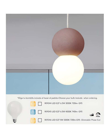 Lámpara colgante 40cm LED E27 diseño de múltiples esferas y colores con bombilla de 3000K, 4000K o 3000K regulable