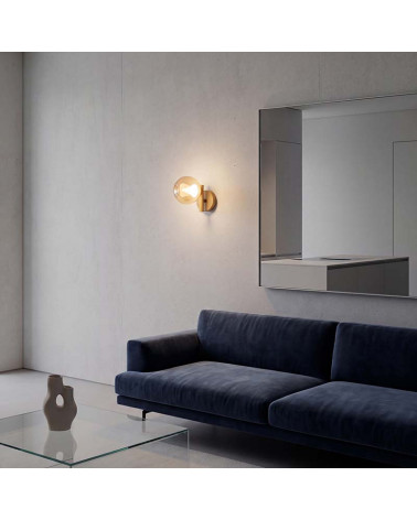 Gold LED wall light 6W and 3000K with individual spherical glass shade 500Lm