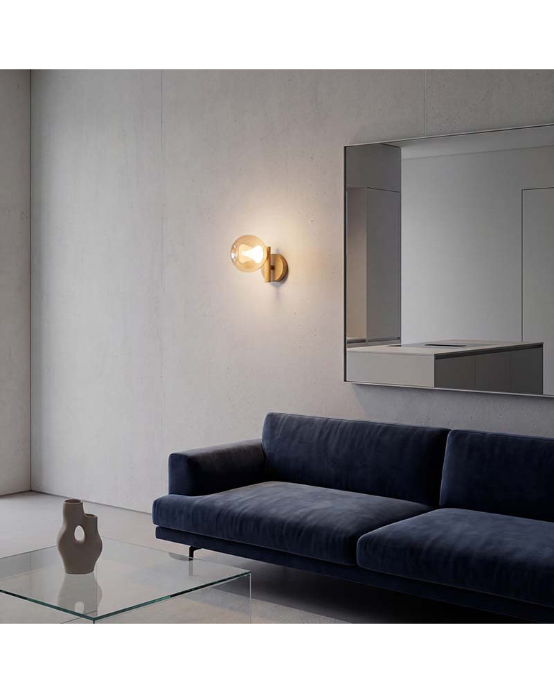 Aplique de pared dorado LED 6W y 3000K tulipa esférica de cristal individual 500Lm