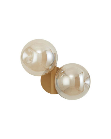 Gold LED wall light 12W and 3000K double spherical glass shade 1000Lm