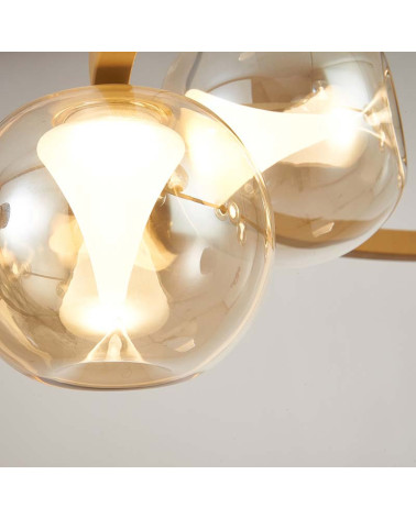 Modernized classic design lamp with gold hanging ring and glass shades. LED 50W 3000K and 4500Lm