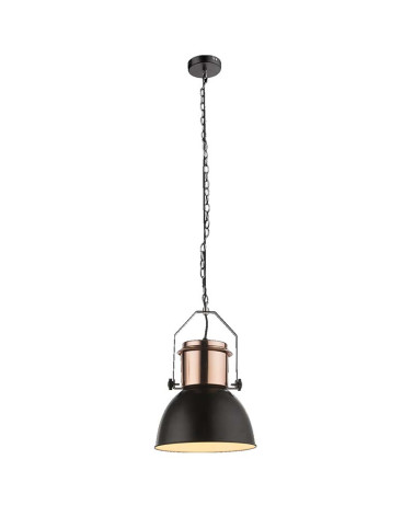 Industrial style pendant lamp, 1xE27 max. 40W, black and copper finish