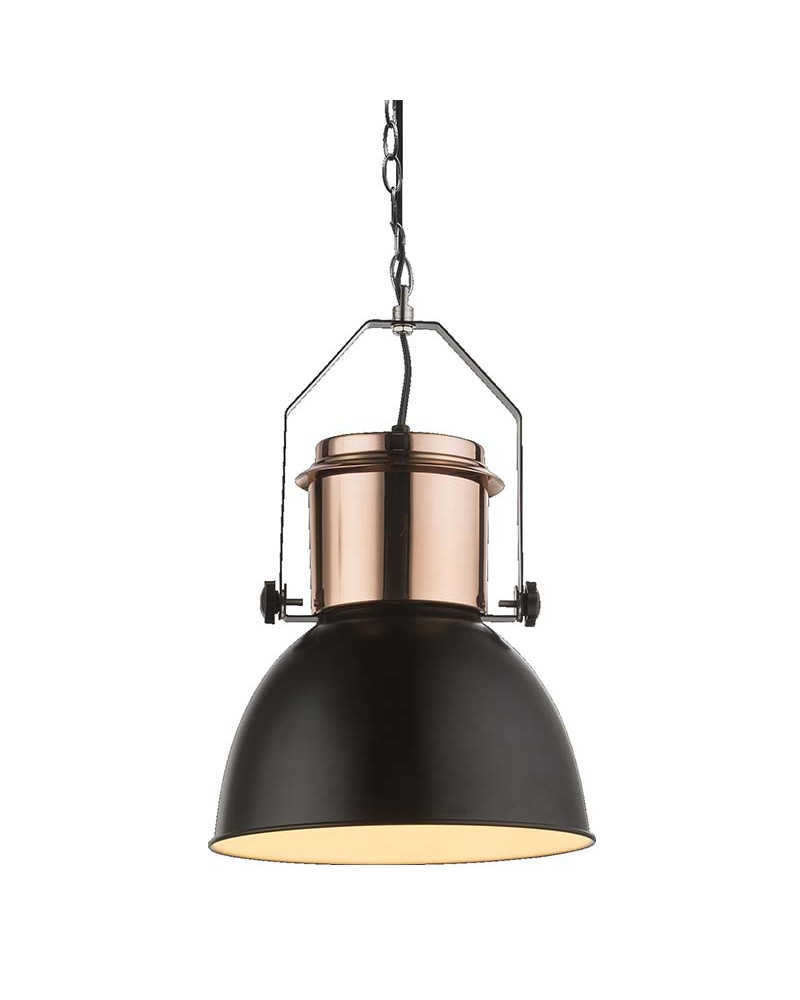 Industrial style pendant lamp, 1xE27 max. 40W, black and copper finish