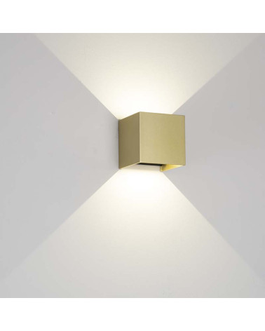 Aplique doble luz 10x10cm LED 12W 1100Lm con ángulo de apertura regulable 2700K o 3000K acabado dorado