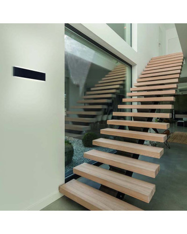 LED wall light 14W double light linear design 41x9cm available in 2700K or 3000K in black aluminum