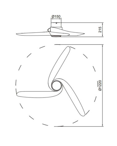 Ceiling fan 24W Ø122cm with LED light, remote control, adjustable light temperature 2700K-5000K