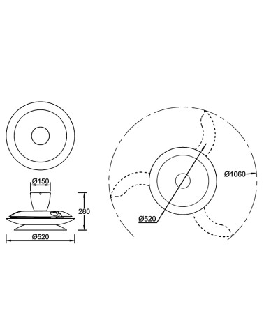 Plafon Ventilador Led  Cafe + Cobre cepillado 35W Ø53cm control remoto luz REGULABLE