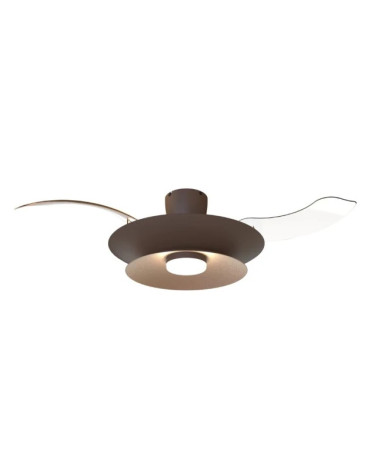 Plafon Ventilador Led  Cafe + Cobre cepillado 35W Ø53cm control remoto luz REGULABLE