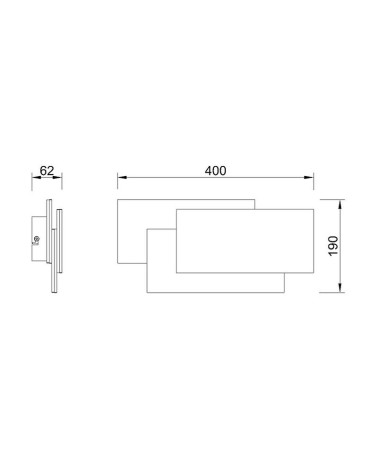 40x19cm wall light with elegant rectangular white or black plates for LED 36W 3240Lm 3000K