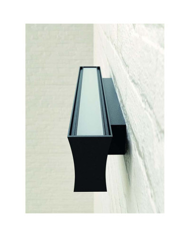 41cm wall light with concave profile, 14W LED, warm light 3000K and white or black aluminum finish
