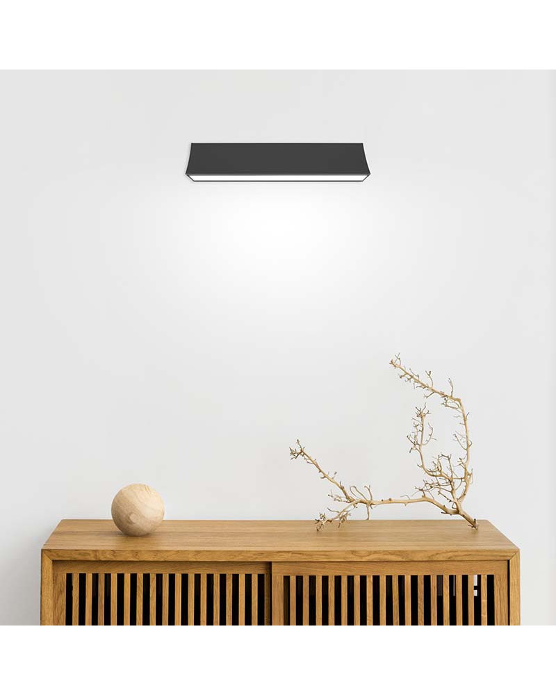 Aplique de pared 41cm con perfil cóncavo LED 14W luz blanca fría de 4000K y acabado en aluminio blanco o negro