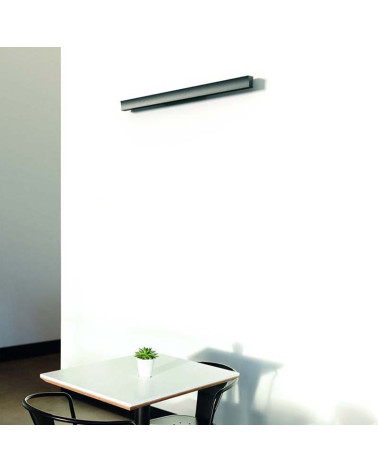 120cm wall light with concave profile, 38W LED, warm light 3000K and white or black aluminum finish