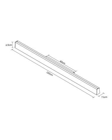 Aplique de pared 120cm con perfil cóncavo LED 38W luz cálida de 3000K y acabado en aluminio blanco o negro