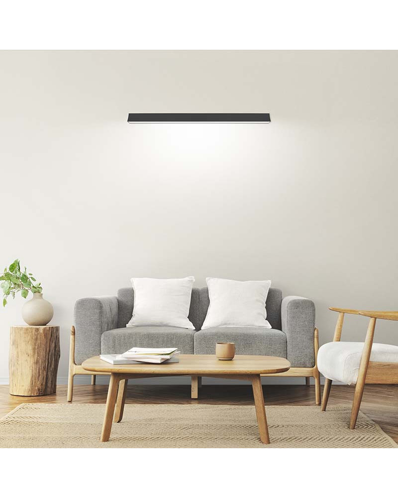 Aplique de pared 120cm con perfil cóncavo LED 38W luz blanca fría de 4000K y acabado en aluminio blanco o negro