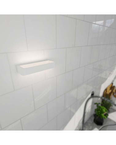 Luminaria de pared 22cm de ancho 21W LED 3000K o 4000K en aluminio blanco arena