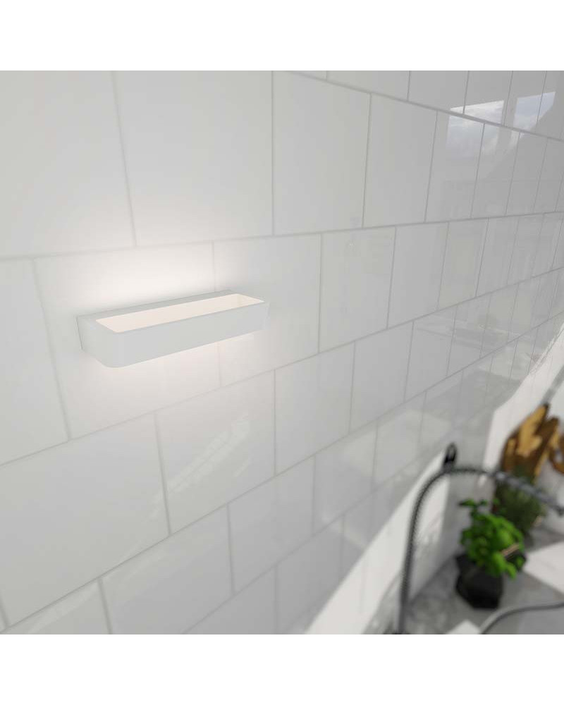 Wall light 22cm wide 21W LED 3000K or 4000K in sand white aluminum