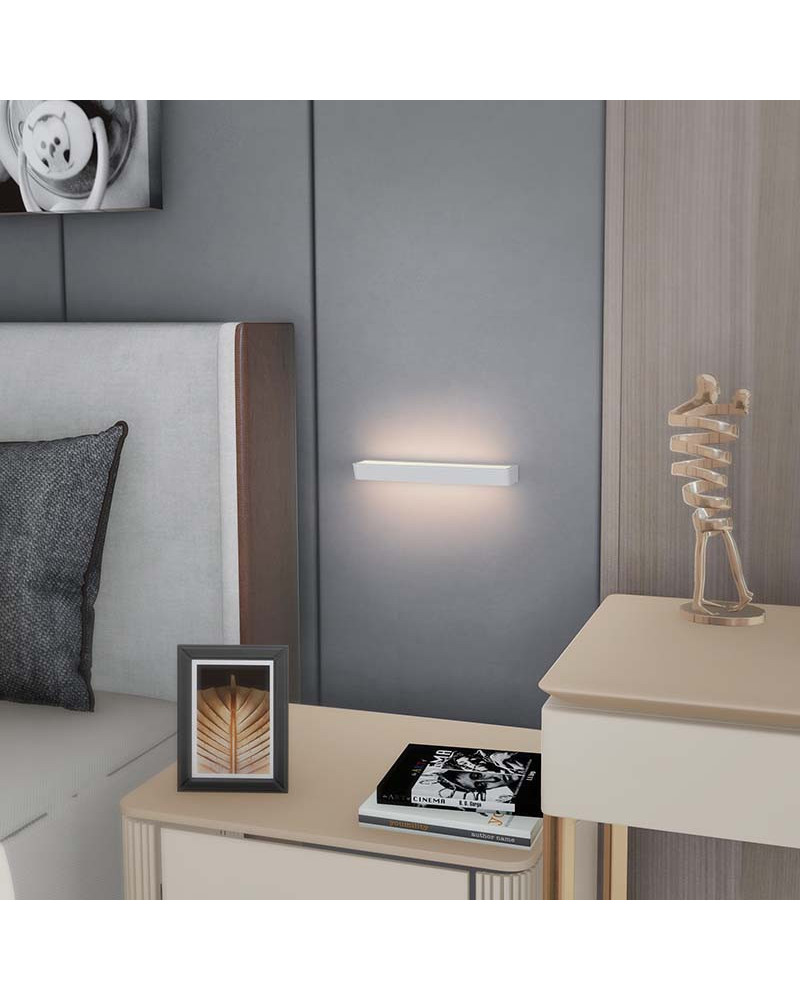 Luminaria de pared 37cm de ancho 30W LED 3000K o 4000K en aluminio blanco arena