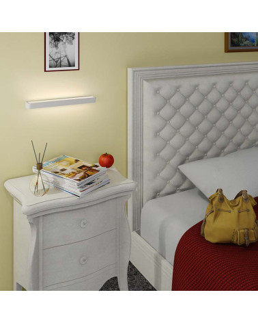 Wall light 50cm wide 40W LED 3000K or 4000K in sand white aluminum