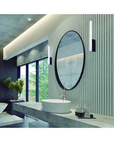 LED vertical wall lamp, warm or cool white light, black finish, 8W and 750Lm