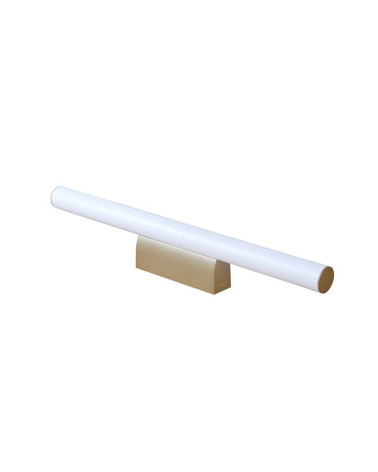 Gold wall light, 12W LED, in a slender, horizontal cylindrical shape, 60cm, available with 3000K or 4000K light.