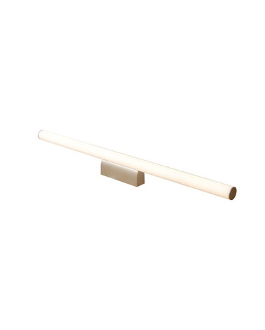 Gold wall light, 18W LED, in a slender, horizontal cylindrical shape, 90cm, available with 3000K or 4000K light.
