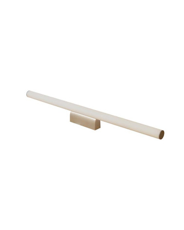 Gold wall light, 18W LED, in a slender, horizontal cylindrical shape, 90cm, available with 3000K or 4000K light.
