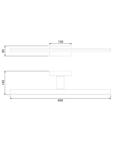 Linear wall light, 60cm wide, for bathroom, with 16W LED, cool white light of 4000K and chromed aluminum finish.